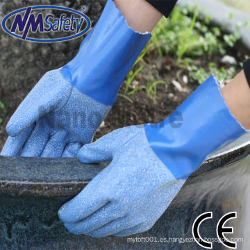 NMSAFETY Heavy Jersey recubierto de goma de látex azul resistente al agua mano de trabajo guante